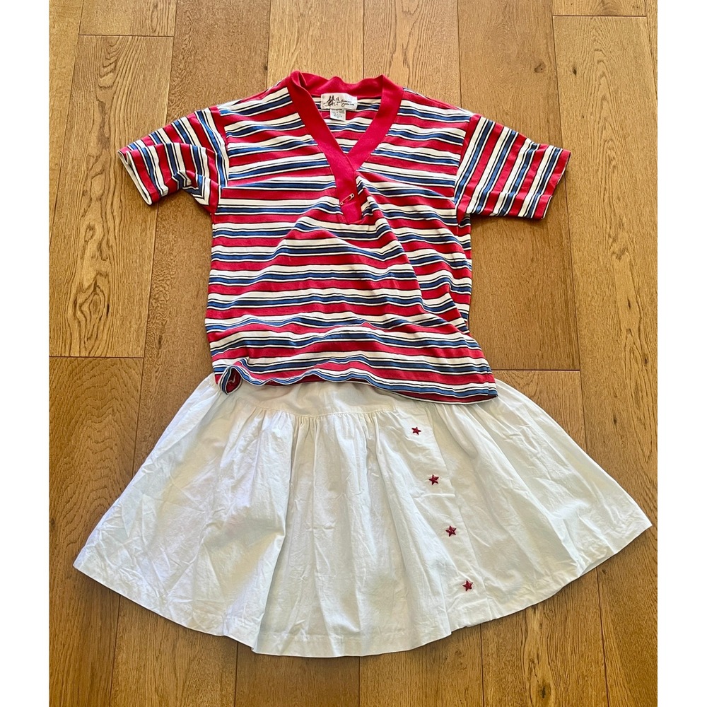 Guess Skirt Womens 23-32 White Good Vintage 80s Georges Marciano Red Star Button